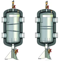 evenwichtsfles MH100 700kW M4747 kvs: 30m3/h met hydraulische scheidingsfilter meibes 66374.100